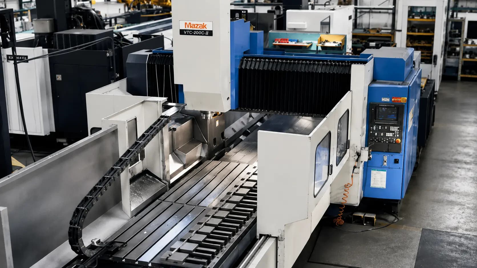 Large CNC machining centers on the shop floor