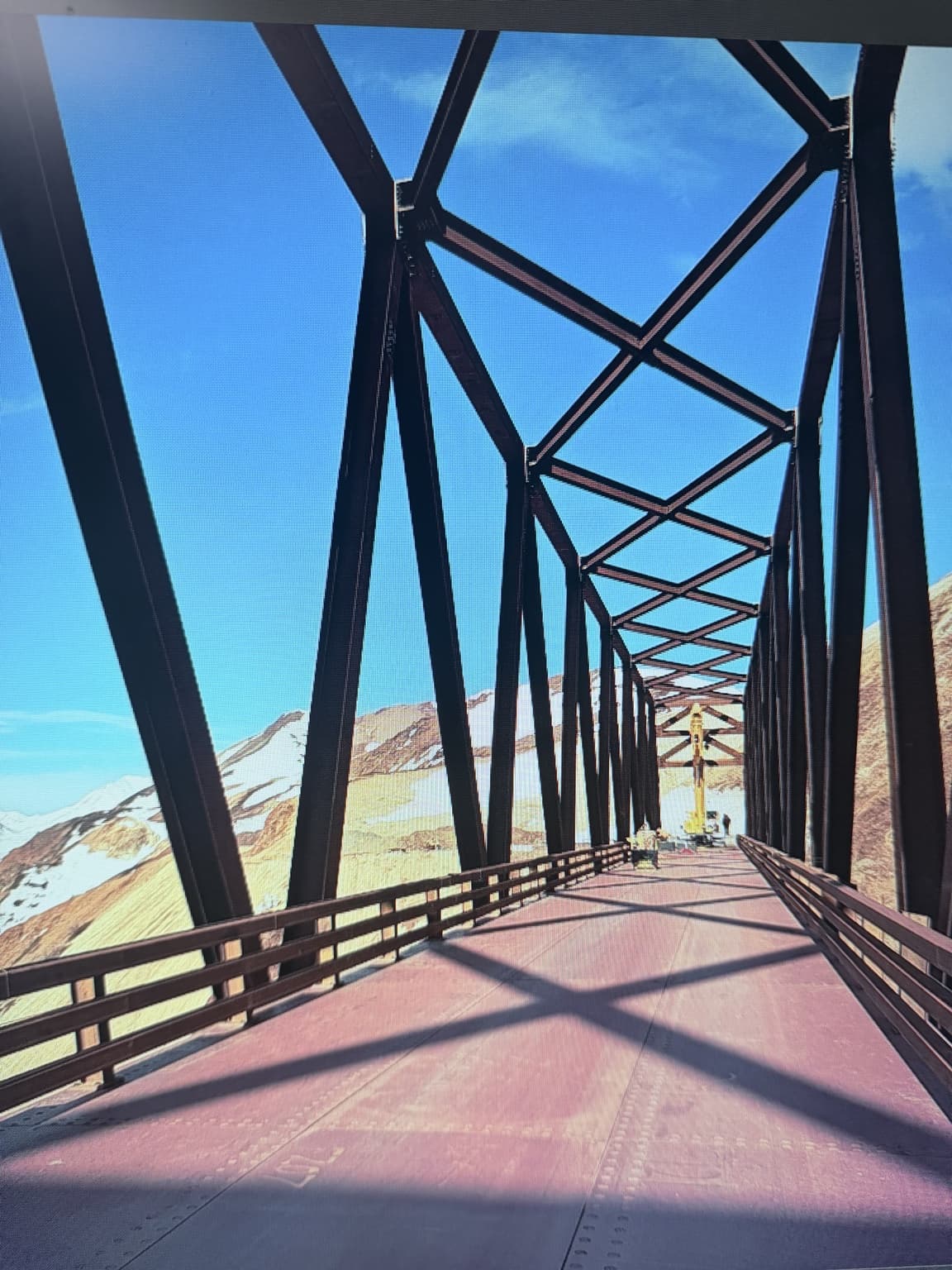 Interior view down the permanent bridge truss