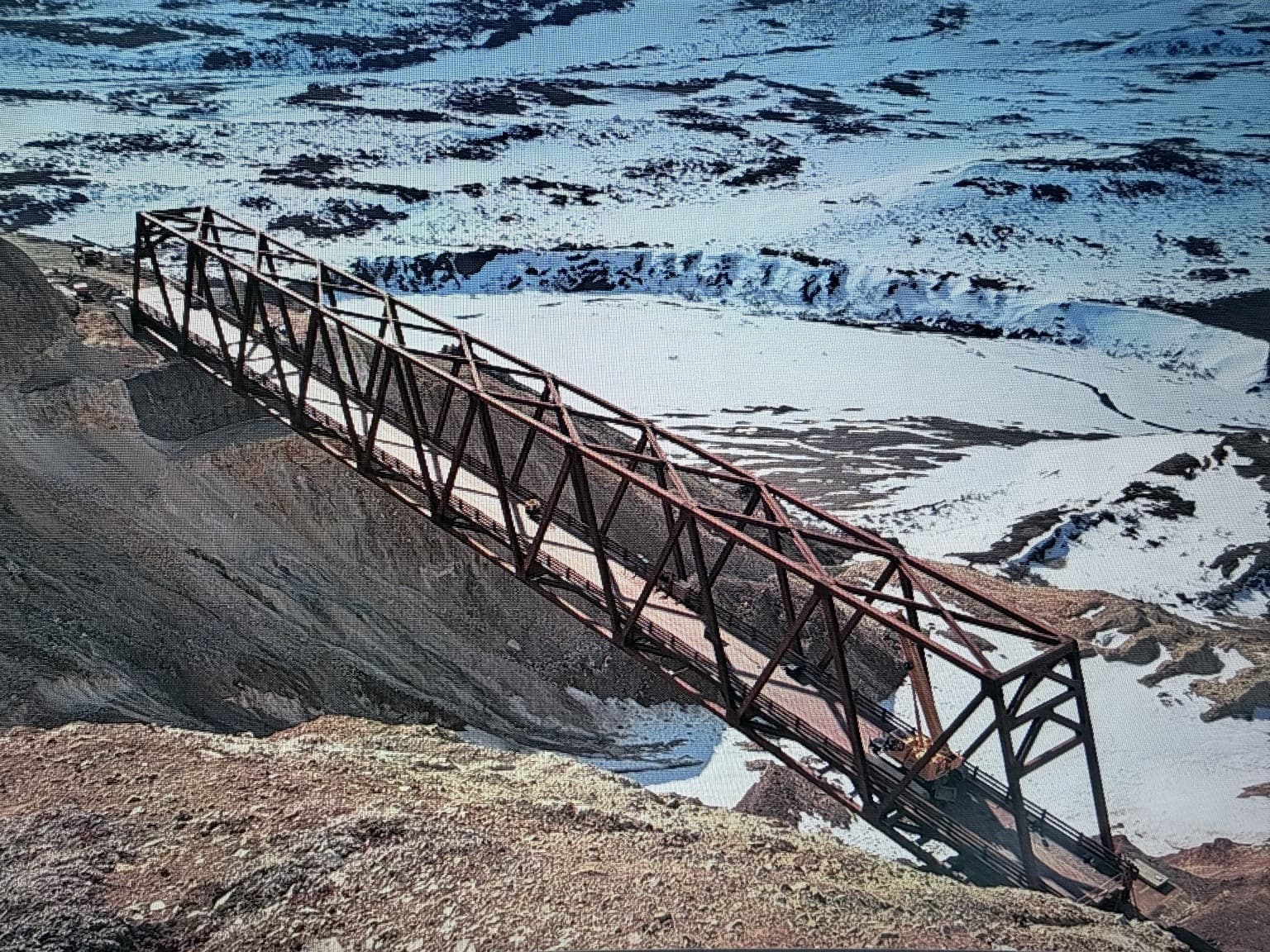 The completed Pretty Rocks steel truss bridge spanning Polychrome Pass in Denali National Park